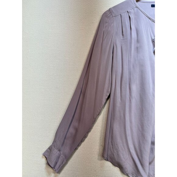 Gap Womens Long Sleeve Blouse Top Size M Mauve Ruffle Top Business Travel Chic - Picture 5 of 11